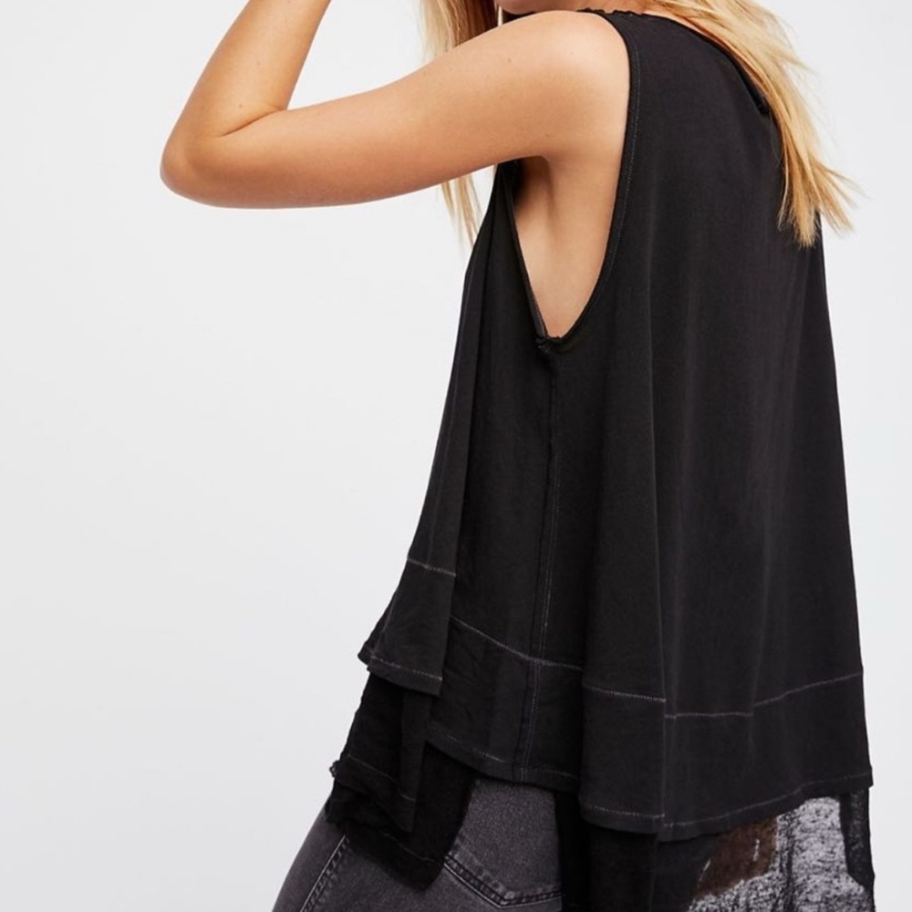 Free People Peachy Tank Sleeveless Top Black Size L NWT We the Free - Picture 2 of 7